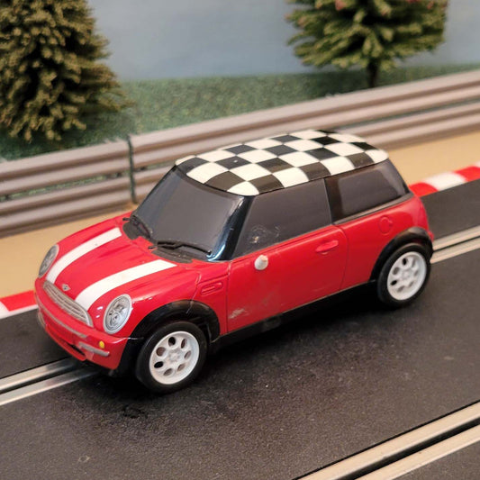 Scalextric 1:32 Car - C2881 Red BMW Mini Cooper With Chequered Roof #J