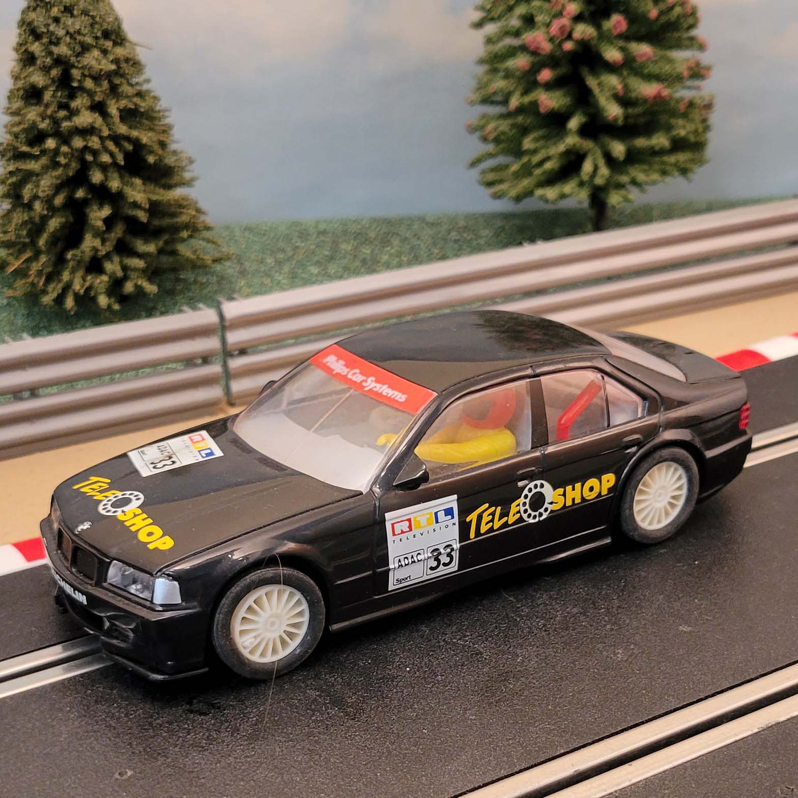 Scalextric 1 32 Car C2091 Black BMW Teleshop 33 Action Slot Racing