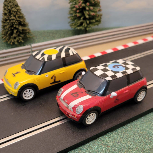 Scalextric 1:32 Pair Of Digital Cars - Red & Yellow Minis