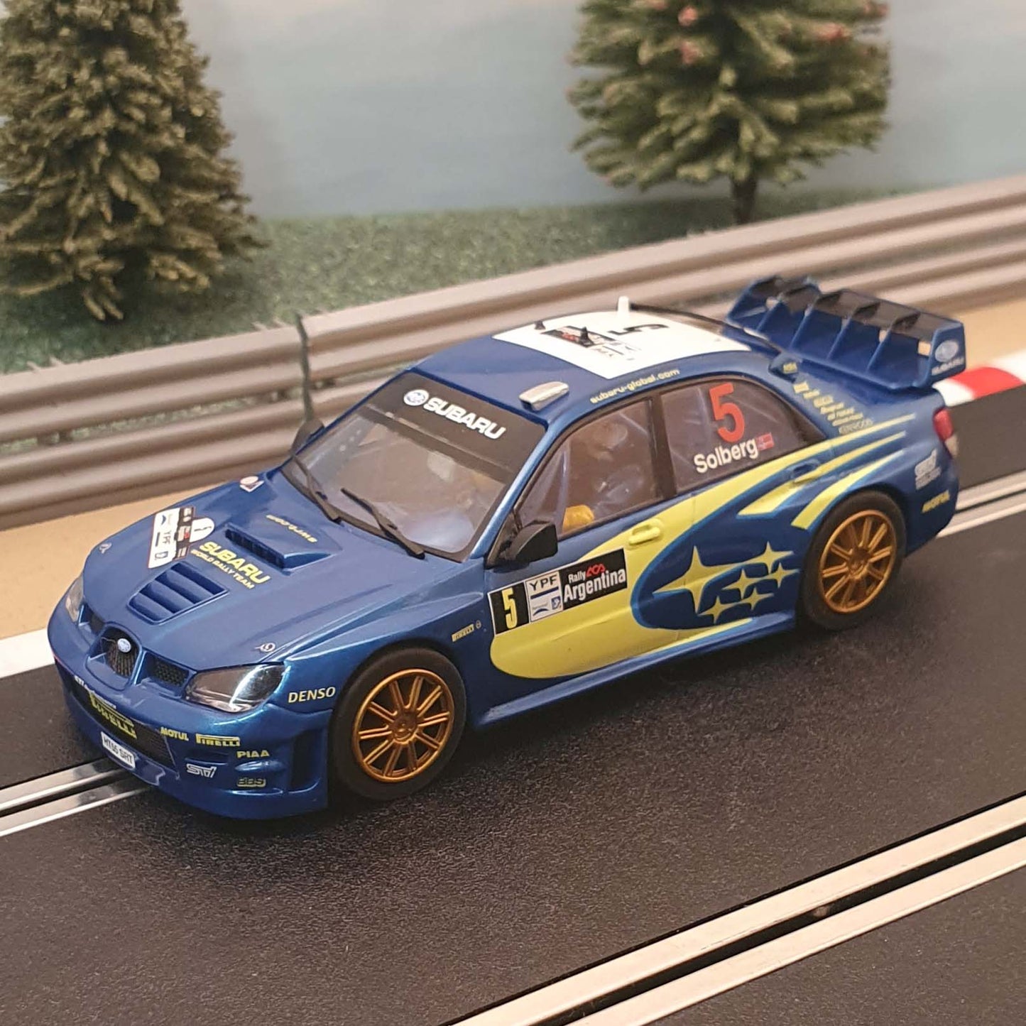 Scalextric 1:32 Car - C2749 Subaru Impreza WRC 4WD Solberg #5 *LIGHTS* #Q
