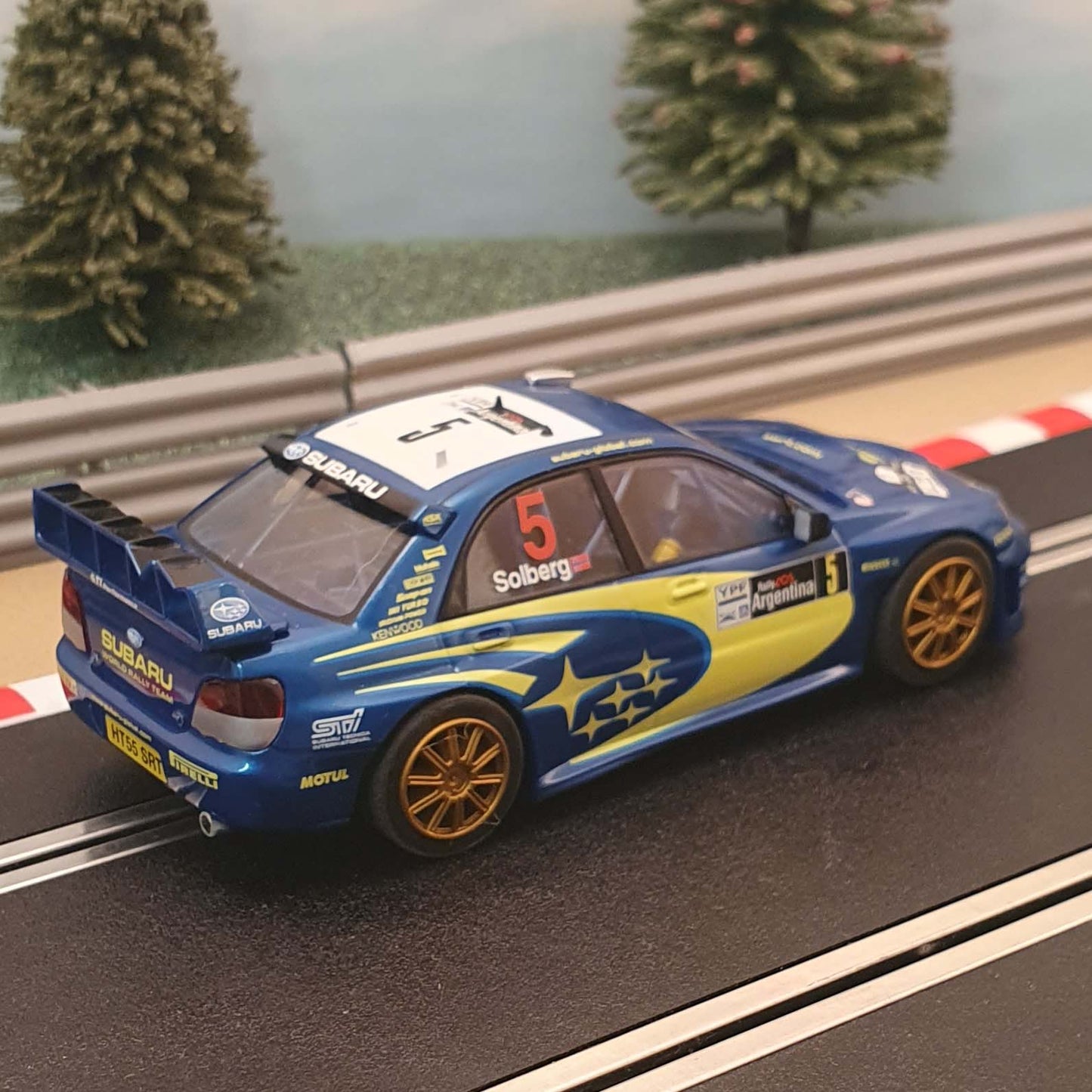 Scalextric 1:32 Car - C2749 Subaru Impreza WRC 4WD Solberg #5 *LIGHTS* #Q