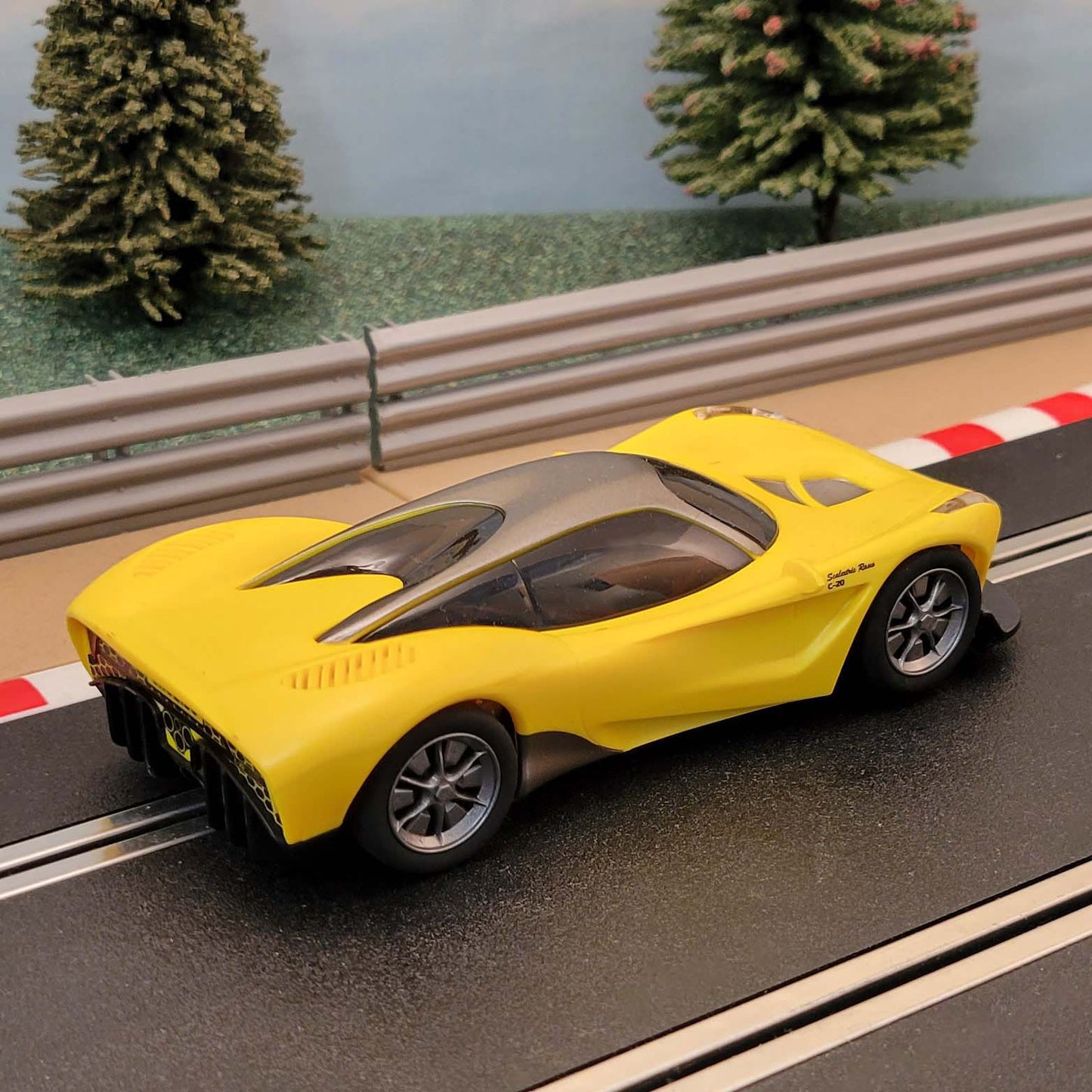 Scalextric 1:32 Car - Yellow Rasio C-20 With Silver Roof & Yellow Mirrors