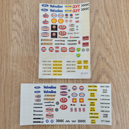 Scalextric Vintage Stickers Decals Transfers 1980s incl M1217