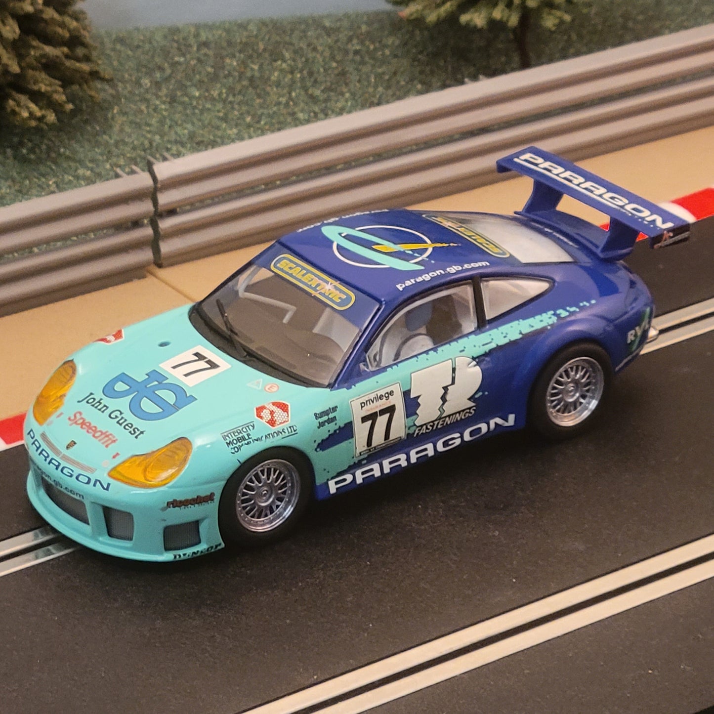 Scalextric 1:32 Car - C2274 Porsche 911 GT3R #77 John Guest Paragon *LIGHTS* #MR