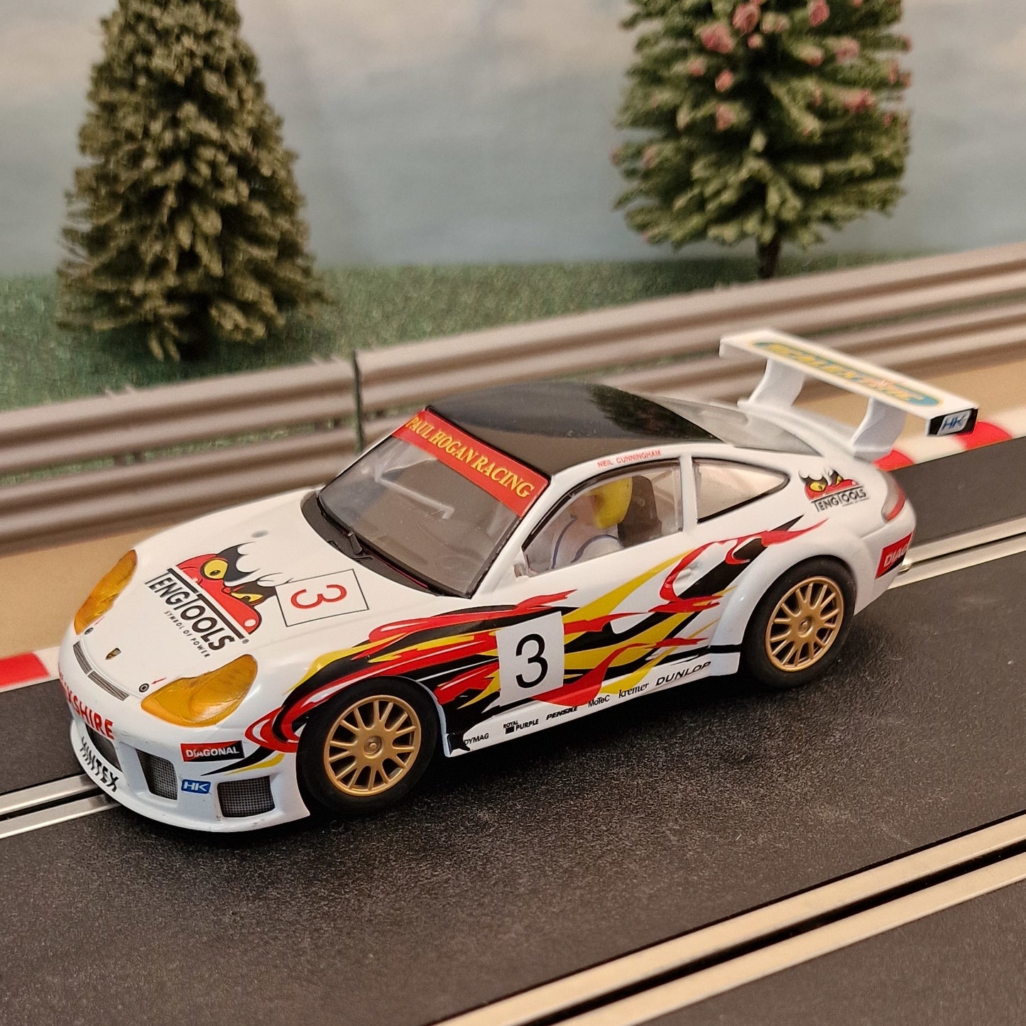 Scalextric 1:32 Car - C2268 White Porsche 911 GT3R #3 Teng Tools *LIGHTS* #MW