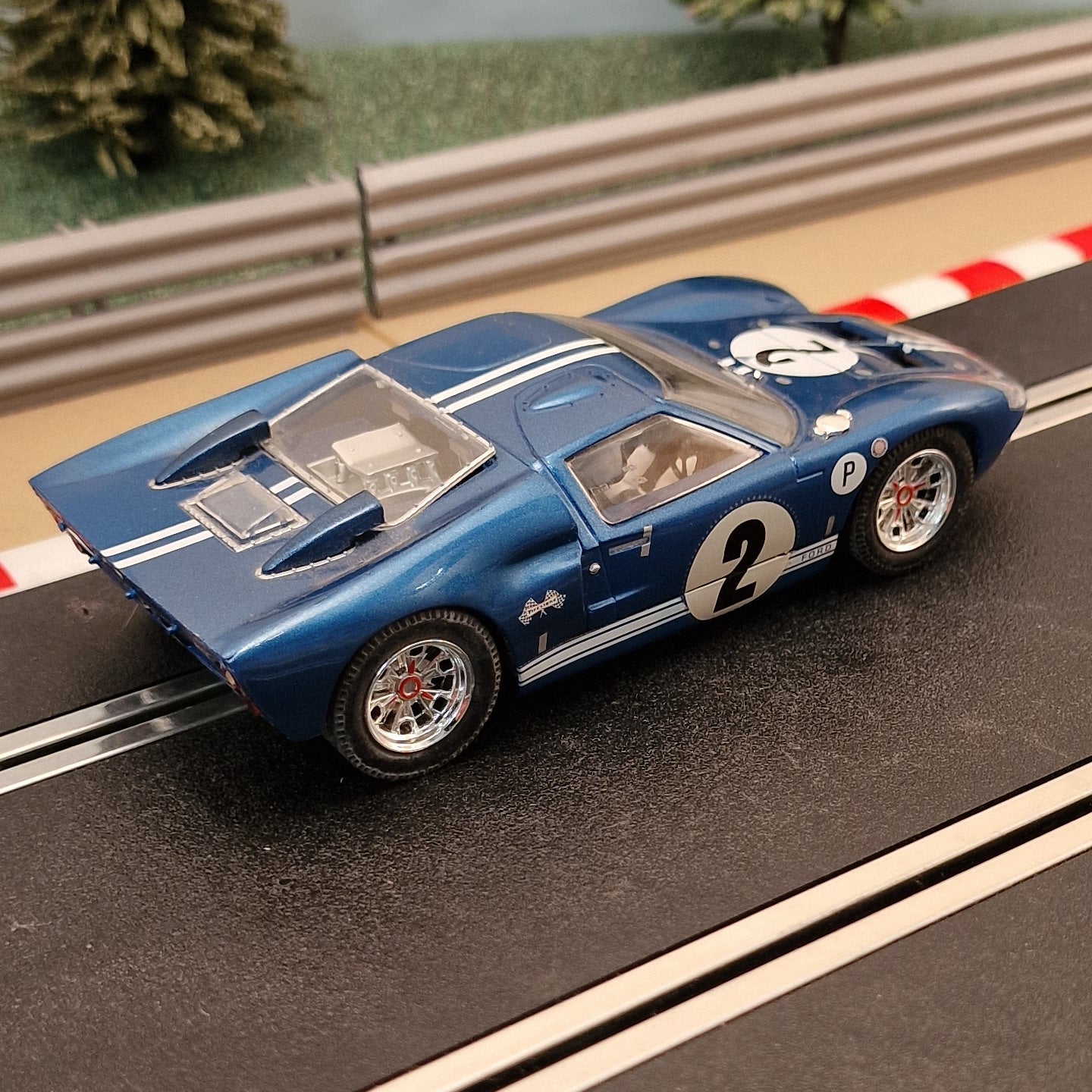 Scalextric 1:32 Car - C3066 Ford GT40 Mk2 1966 Blue #2 *LIGHTS* #A