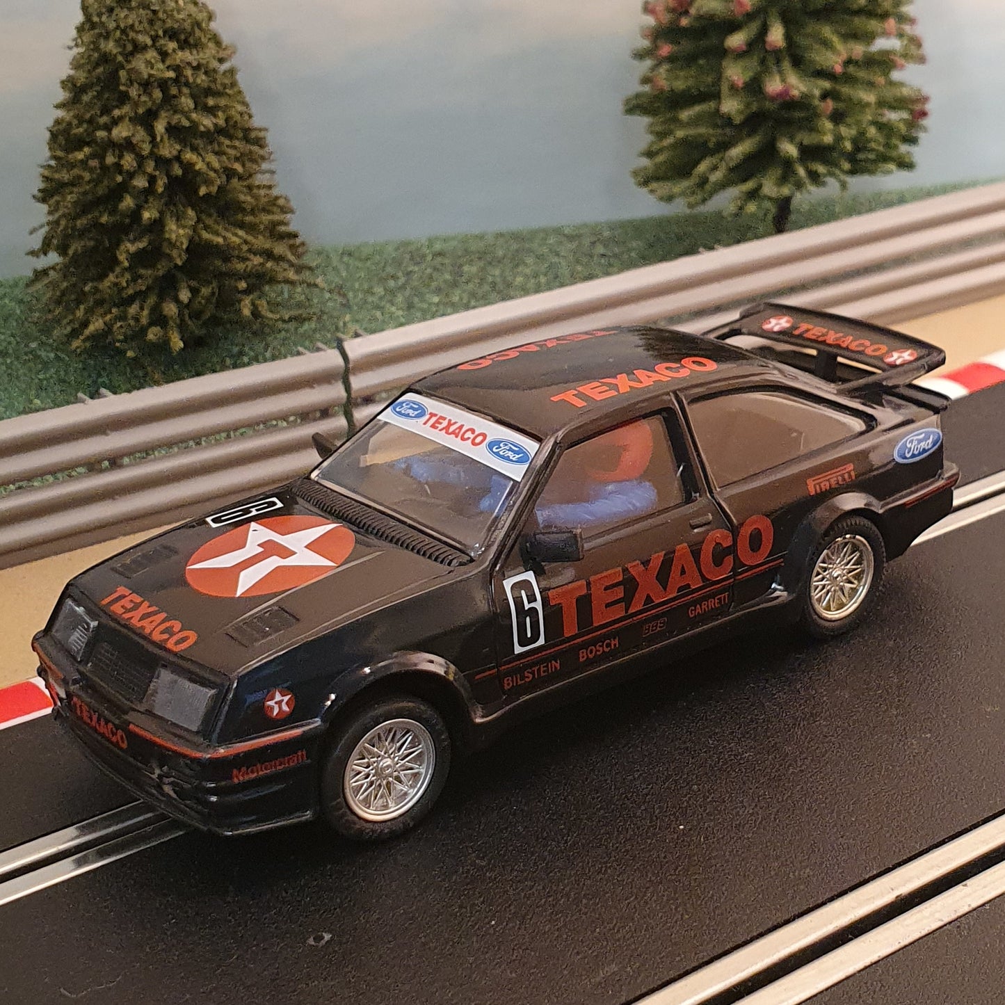 Scalextric 1:32 Car - C455 Black Ford Sierra Cosworth Texaco *LIGHTS* #6 #E