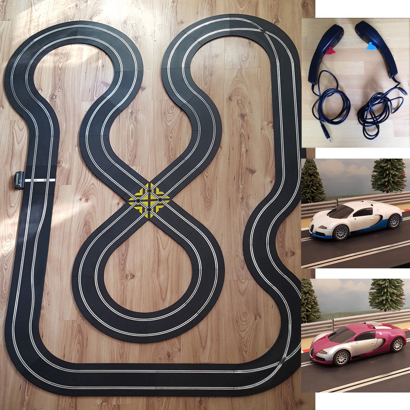 Scalextric Sport 1:32 Track Set - Large Layout With Bugatti Veyron Cars #FA