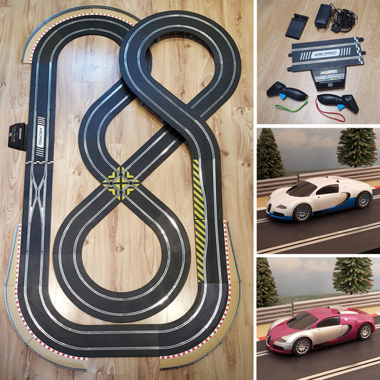 Scalextric 1:32 Figure-Of-Eight Layout Set ARC Pro With Veyron Cars