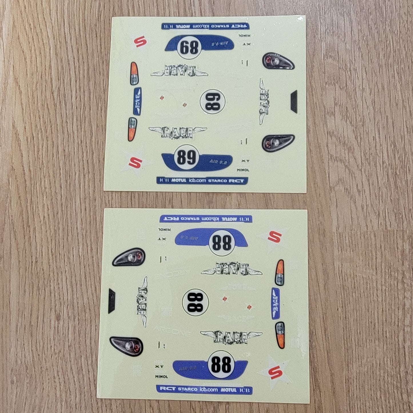 Scalextric 1:32 Start / Sport Car Stickers GT Lightning Decals Transfers #88 #89