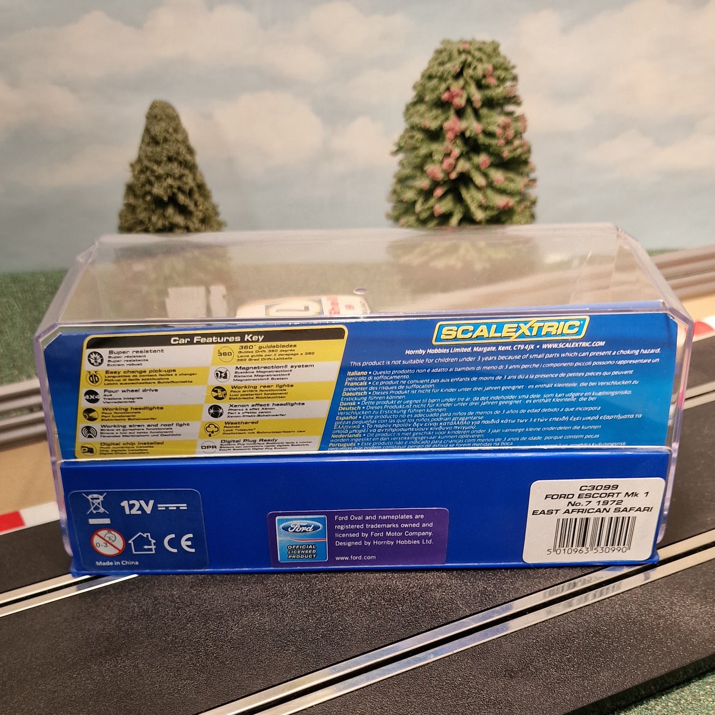 Scalextric 1:32 Car - C3099 Ford Escort Mk 1 East African Safari #7 *LIGHTS*