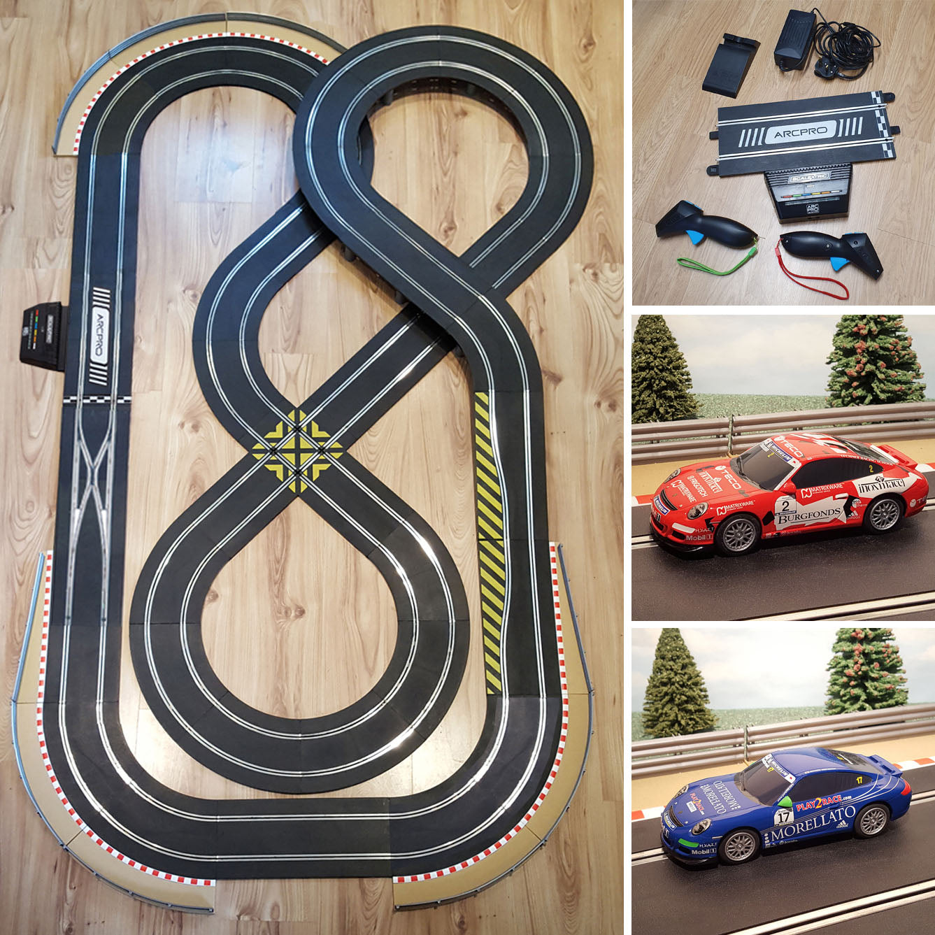Scalextric Sport 1:32 Track Set Layout With Porsche Cars ARC Pro