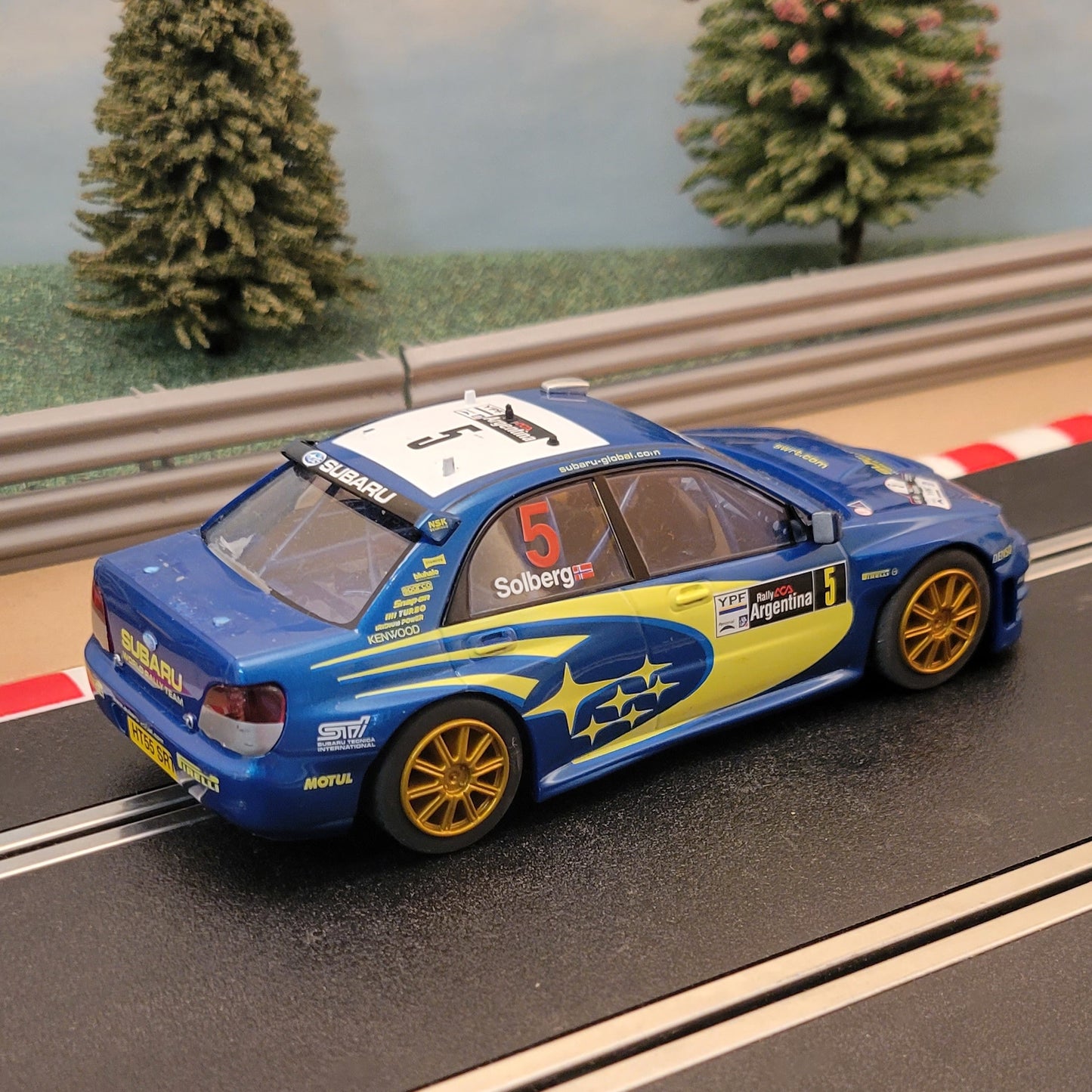 Scalextric 1:32 Car - C2749 Subaru Impreza WRC 4WD Solberg #5 *LIGHTS* #JJ