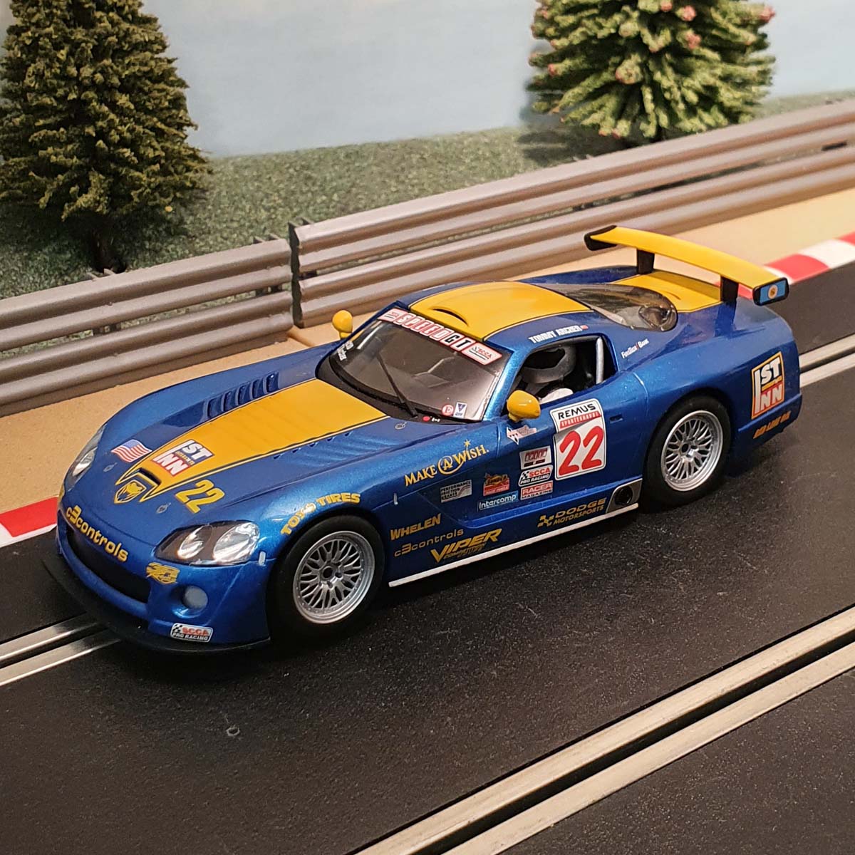 Scalextric 1:32 Car - C2522 Blue Dodge Viper #22 *LIGHTS* #G