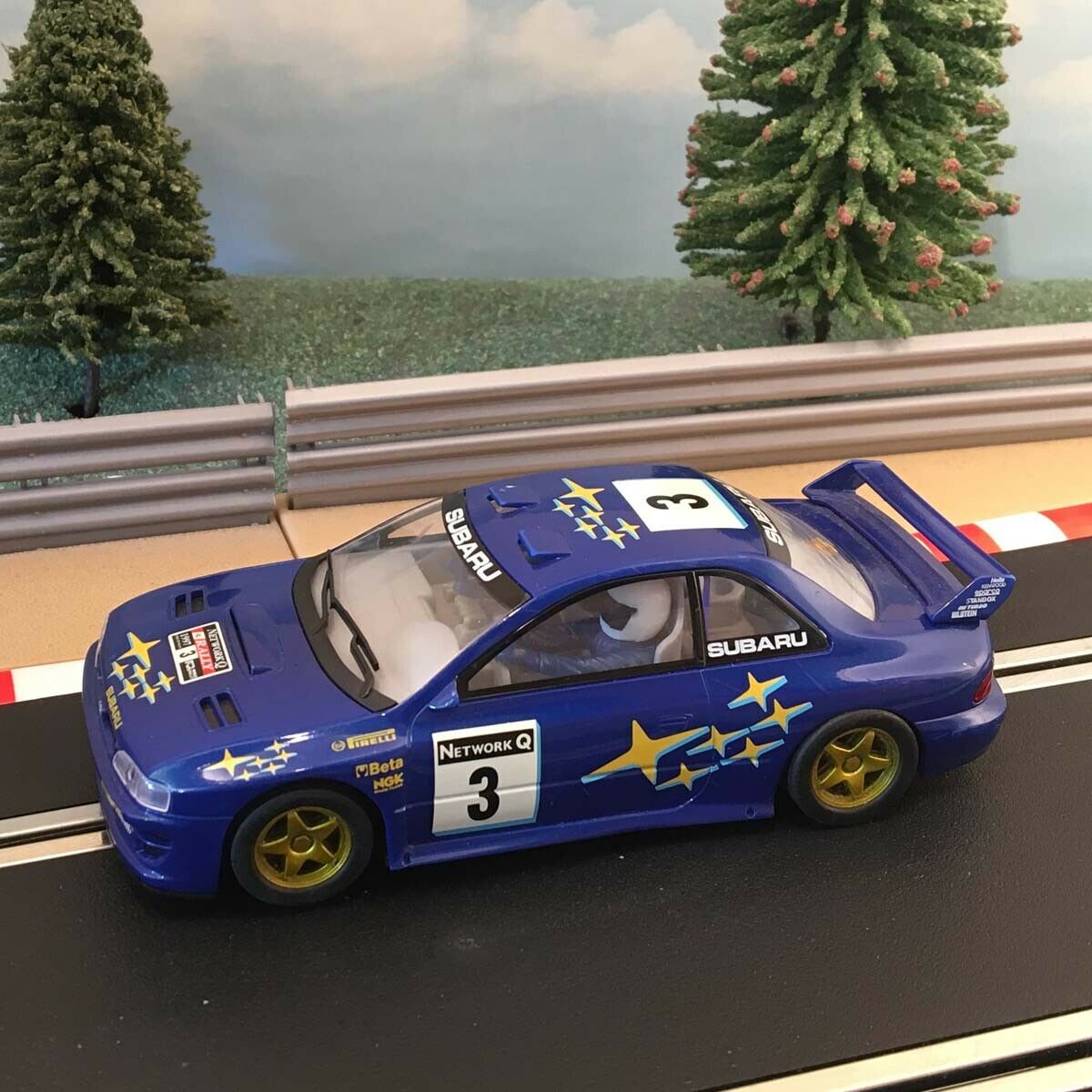 Scalextric 1:32 Car - C2235 Blue Subaru Impreza WRC Network Q #3 #E
