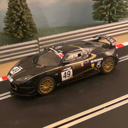 Scalextric 1:32 Car - C3387 Black Lotus Evora #49 *LIGHTS* #E