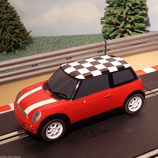 Scalextric 1:32 Digital Car - Red BMW Mini Cooper With Chequered Roof #M