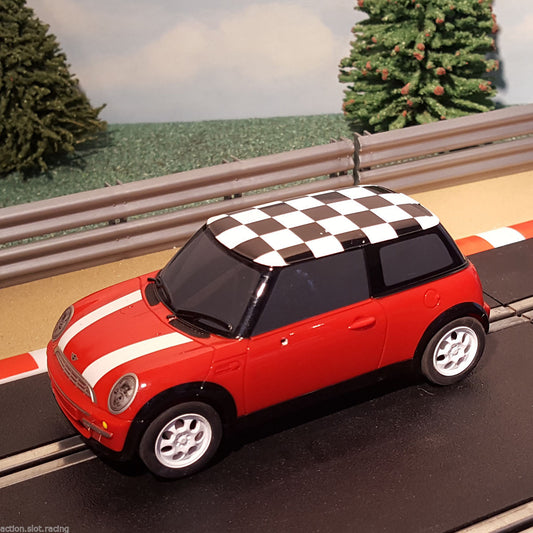 Scalextric 1:32 Car -  C2881 Red BMW Mini Cooper With Chequered Roof #M