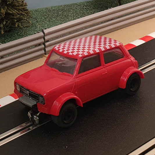 Scalextric 1:32 Car - Red Mini Cooper With Chequered Roof #Y
