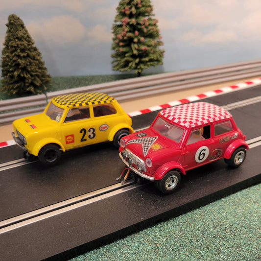 Scalextric 1:32 Pair Of Cars - C122 Red & Yellow Mini 1275 GT