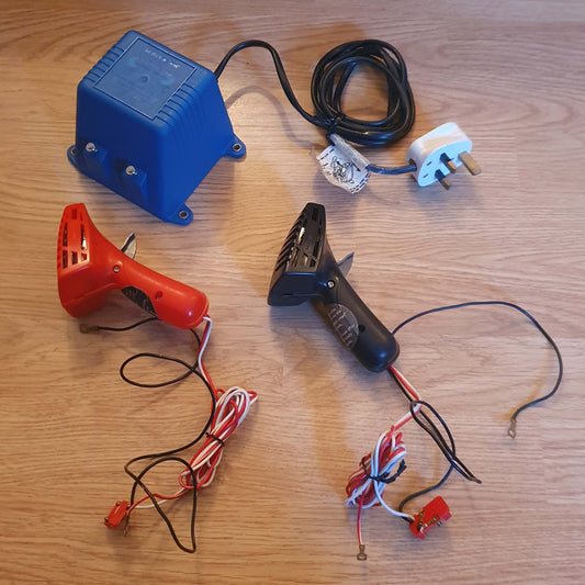 Scalextric C918 12v Blue Power Unit & C297 Red & C298 Black Controllers
