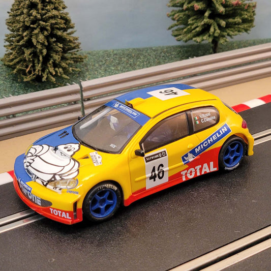 SCX (Fits Scalextric) 1:32 Car - Blue Yellow Peugeot 206 WRC Rossi #46