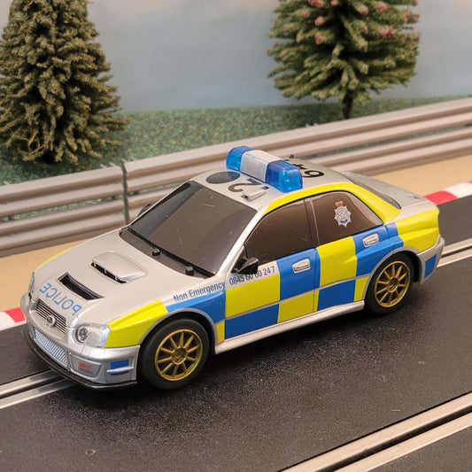 Scalextric 1:32 Car - C3068 Subaru Impreza Police Car *LIGHTS & SIREN* #Y