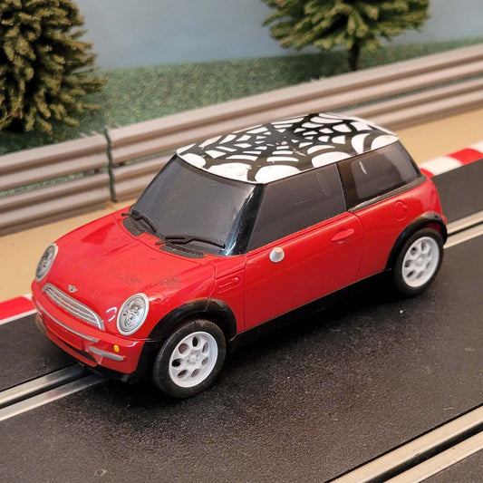Scalextric 1:32 Car - Red BMW Mini Cooper With Spider Web Roof #Q