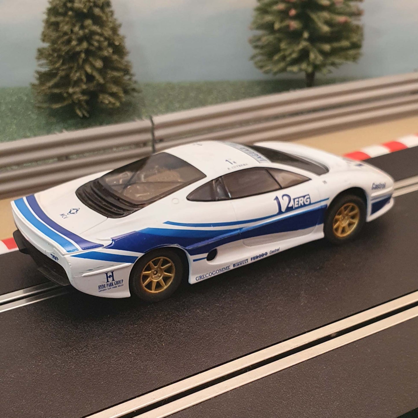 Scalextric 1:32 Car - White & Blue Jaguar XJ220C #12 #Ma
