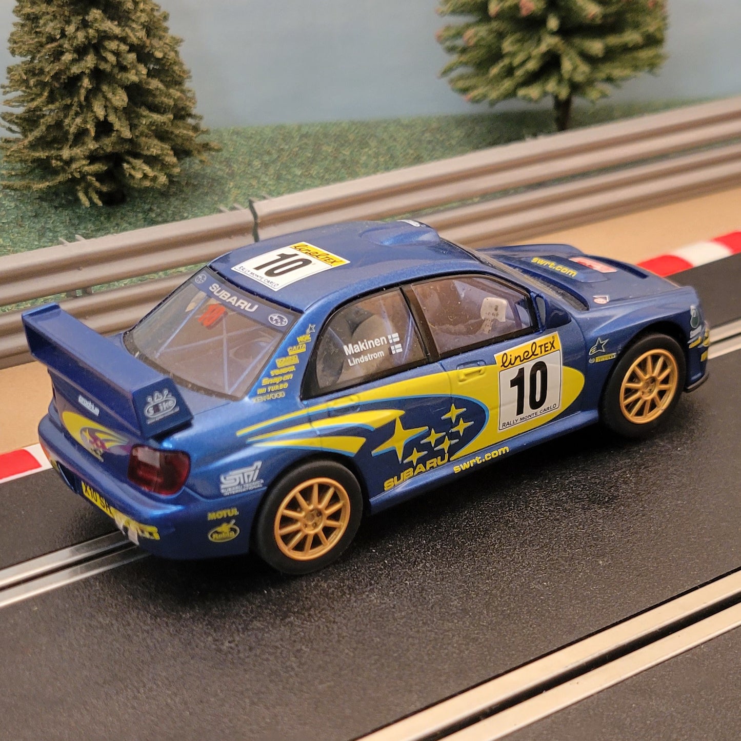 Scalextric 1:32 Car - C2412 Subaru Impreza WRC Makinen #10 *LIGHTS* #J