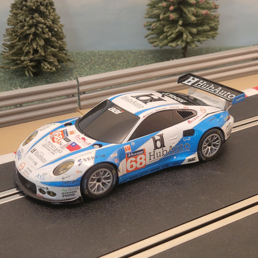 Coche Scalextric 1:32 - Azul y Blanco Porsche RSR 911 Le Mans #68 *LUCES* #M