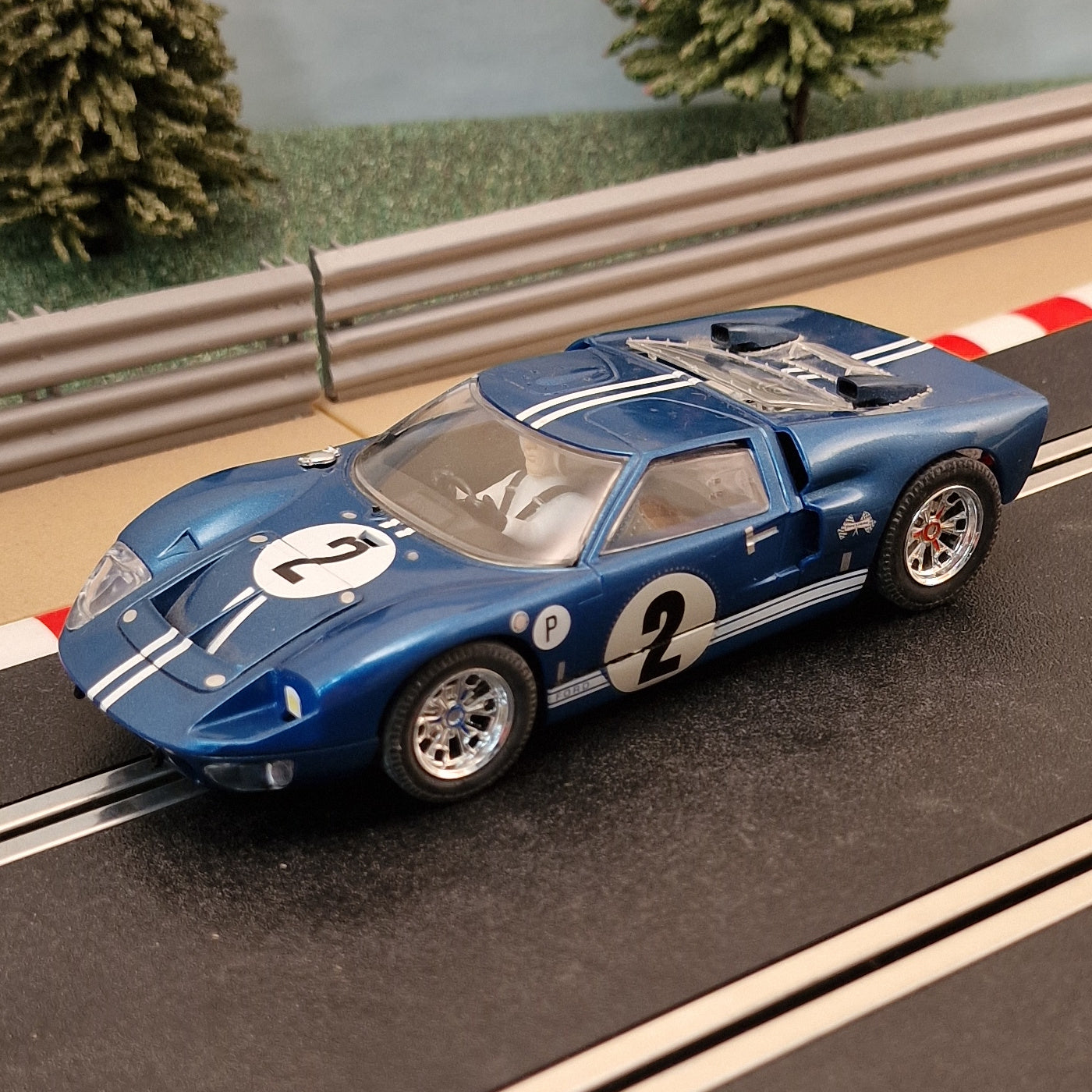 Scalextric 1:32 Car - C3066 Ford GT40 Mk2 1966 Blue #2 *LIGHTS* #A