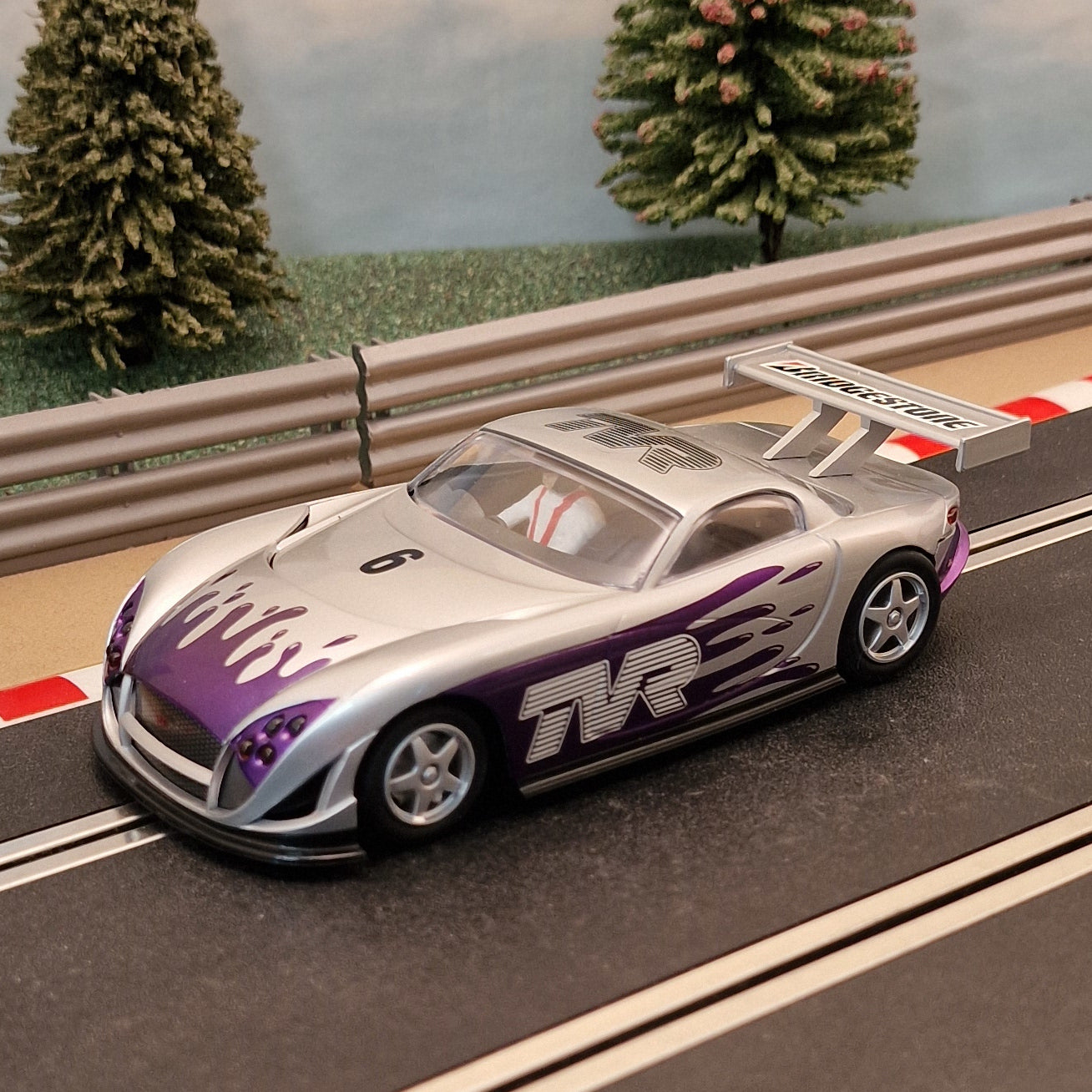 Scalextric C2357 Silver TVR Speed 12 #6 *LIGHTS* #E