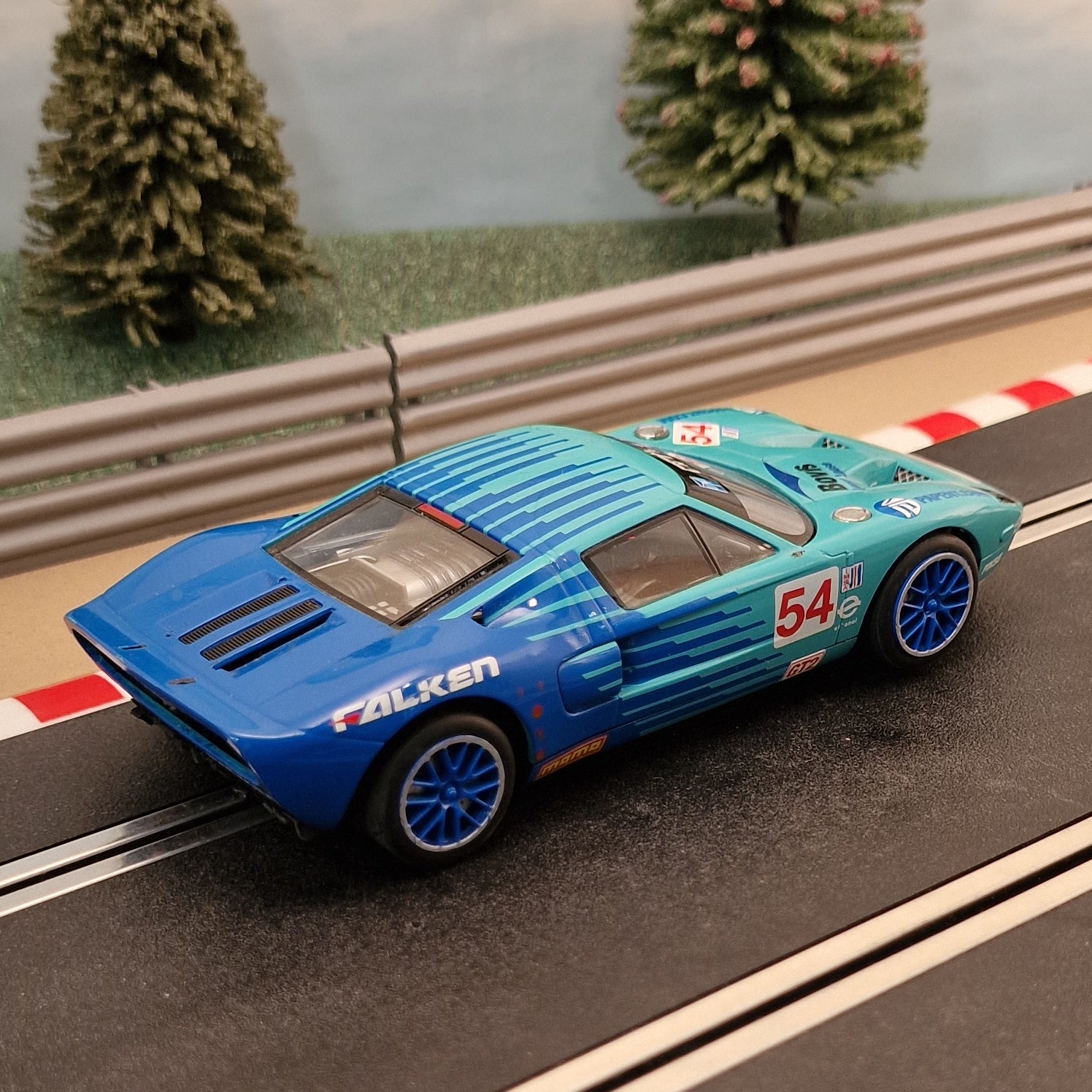 Scalextric C3136 Blue Ford GT Black Swan Racing #54 *LIGHTS* #FMSG