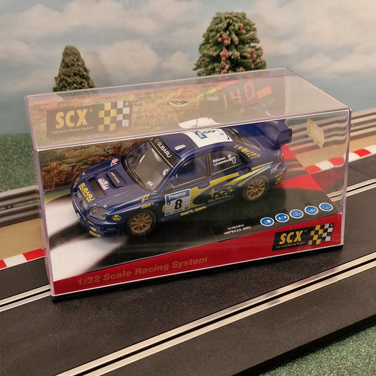 SCX 6123 Subaru Impreza WRC Makinen #8 - Scalextric Slot Car *LIGHTS*