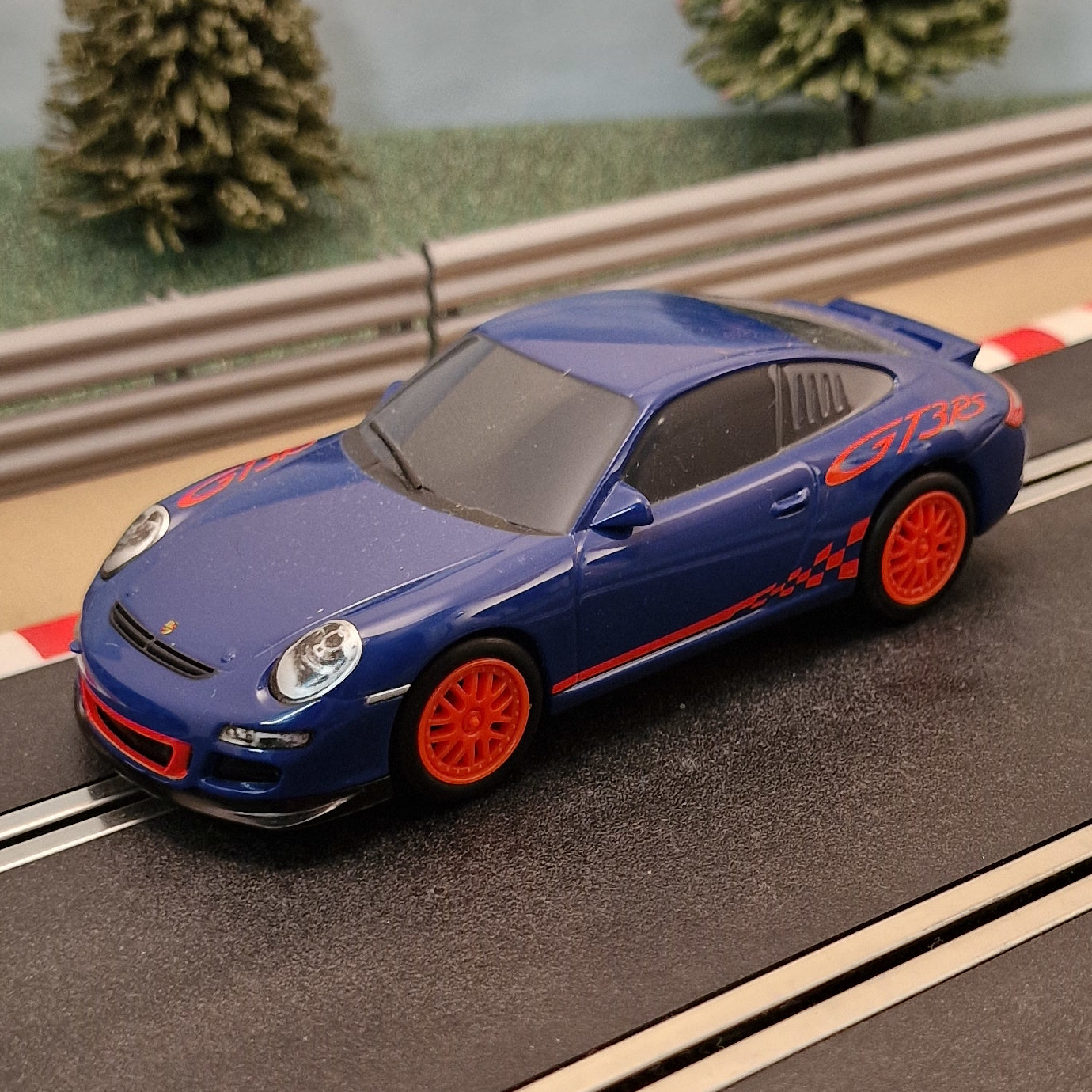 Scalextric Porsche 997 GT3RS Drift - Blue With Red Wheels #S
