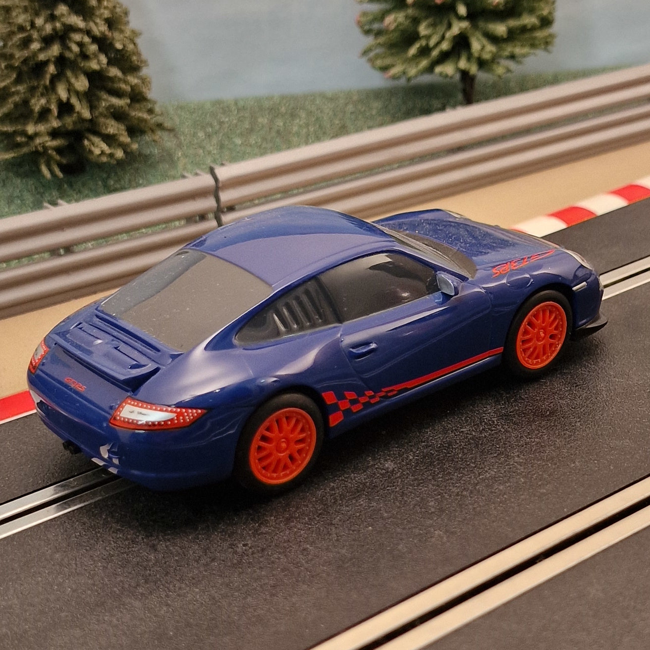 Scalextric Porsche 997 GT3RS Drift - Blue With Red Wheels #S