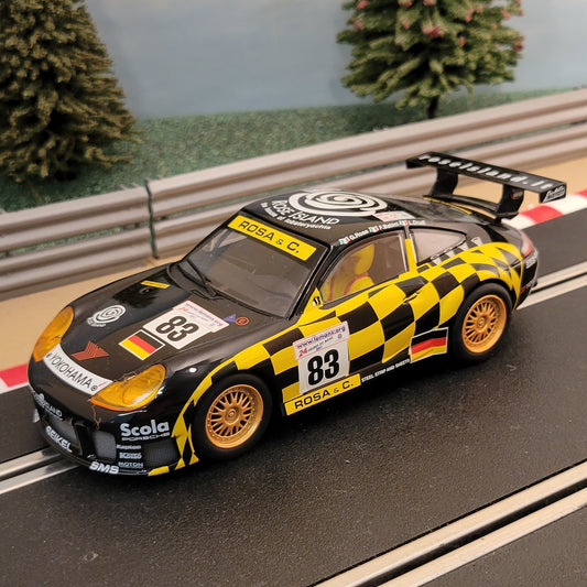 Scalextric 1:32 Car - C2338 Black Porsche 911 GT3R #83 Rose Island *LIGHTS* #M