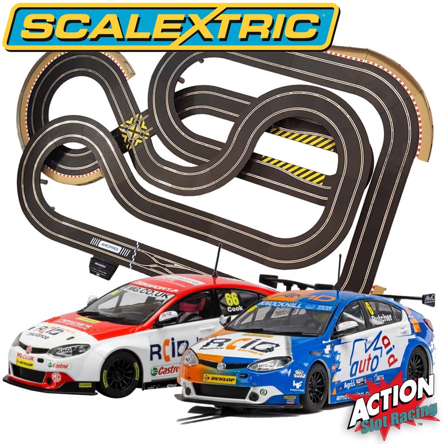 Scalextric 1:32 Layout Set & BTCC Cars #6 & #66 ARC Pro #AS5