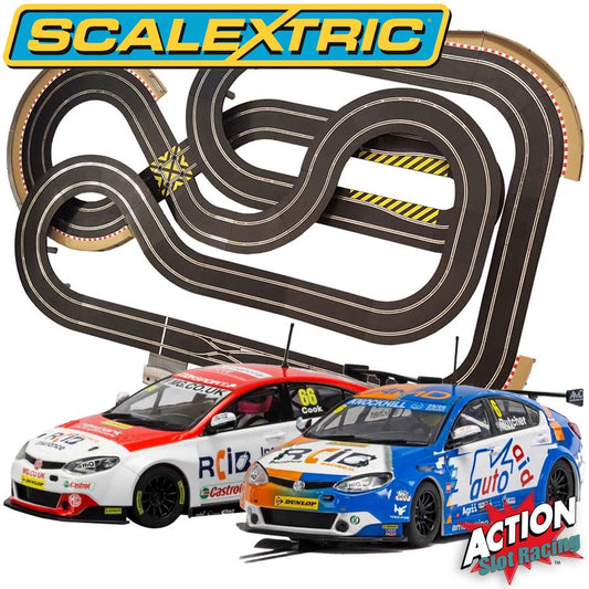 Scalextric 1:32 Layout Set & BTCC Cars #6 & #66 DIGITAL #AS5