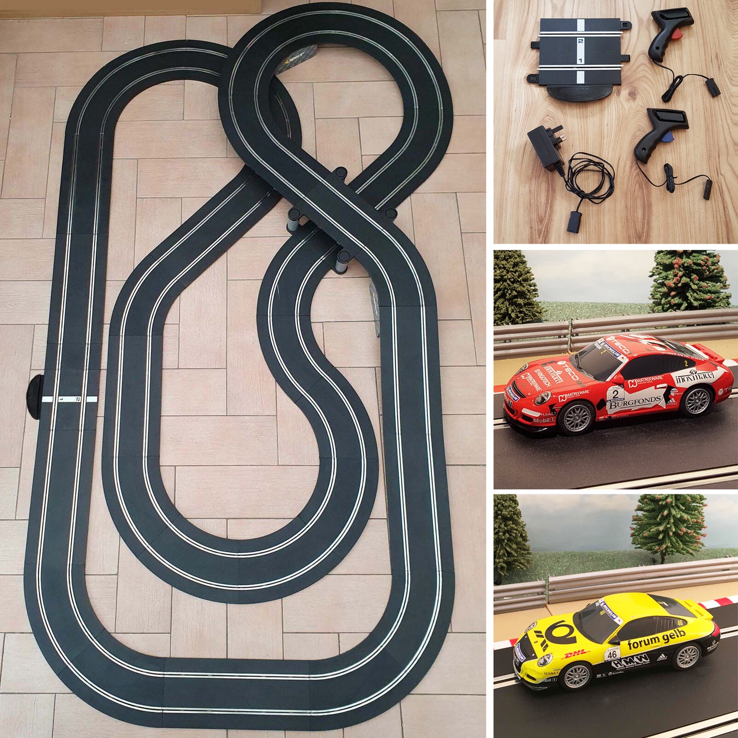 Scalextric Sport 1:32 Track Set Layout With Porsche Cars AS9 #RY - Action Slot Racing