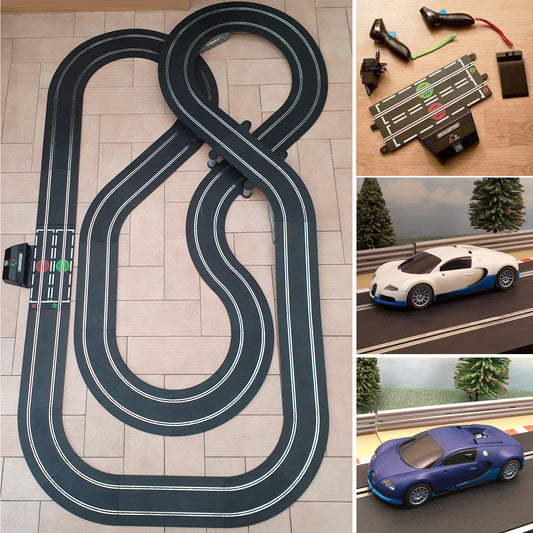Scalextric Sport 1:32 Track Set Layout & Bugatti Veyron Cars ARC Air AS9 #BW