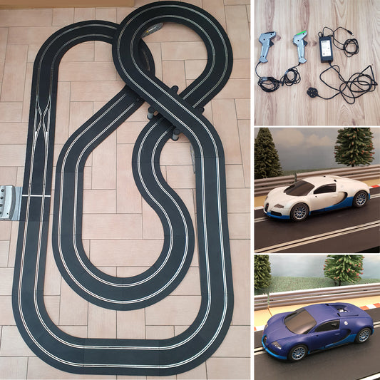 Scalextric Sport 1:32 Track Set Layout & Bugatti Veyron Cars DIGITAL AS9 #BW