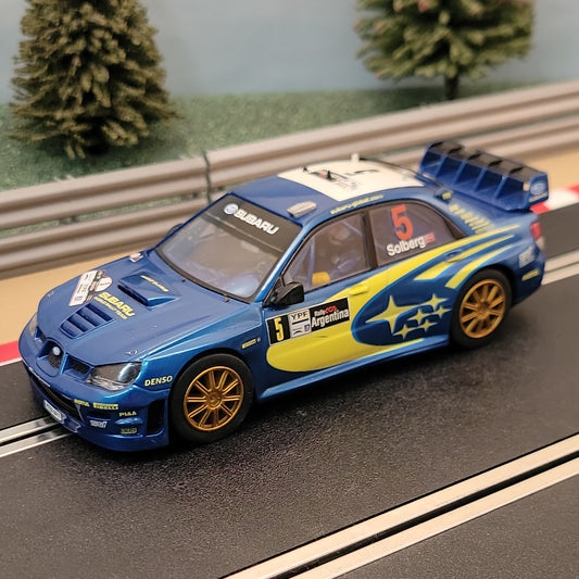 Scalextric 1:32 Car - C2749 Subaru Impreza WRC 4WD Solberg #5 *LIGHTS* #J