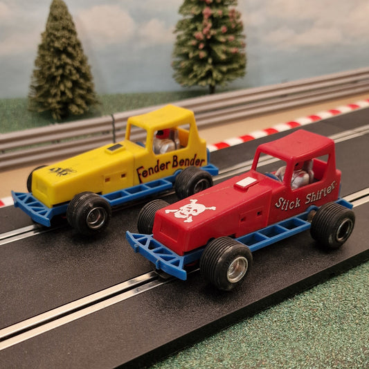 Scalextric Pair Of Stock Cars Superstox C285 & C286 Fender Bender Stick Shifter