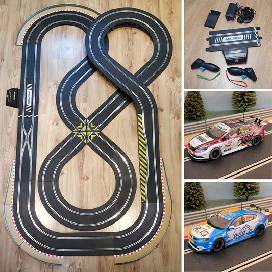 Scalextric 1:32 Figure-Of-Eight Layout Set & BTCC Cars #6 & #19 ARC Pro