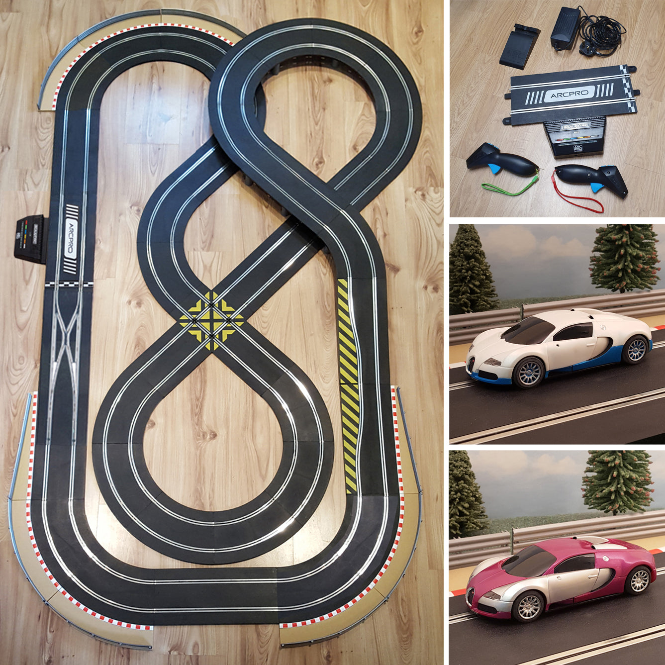 Scalextric Sport 1:32 Conjunto de diseño en forma de figura de ocho con Veyron Cars ARC PRO 