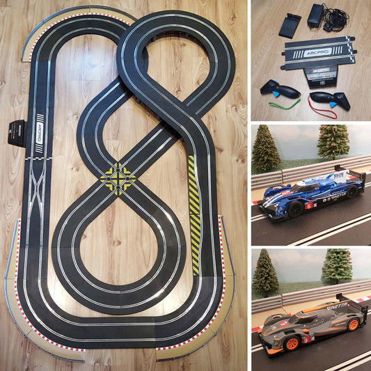 Scalextric 1:32 Conjunto de diseño en forma de ocho ARC Pro + Le Mans Ginetta Cars 