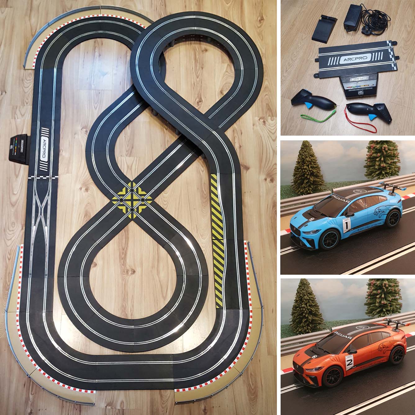 Scalextric 1:32 Figure-Of-Eight Layout Set ARC Pro With Jaguar I-Pace Cars