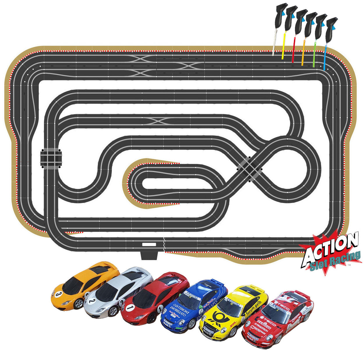 Scalextric Sport 1:32 Track Set Layout & Cars - ARC Pro AS15